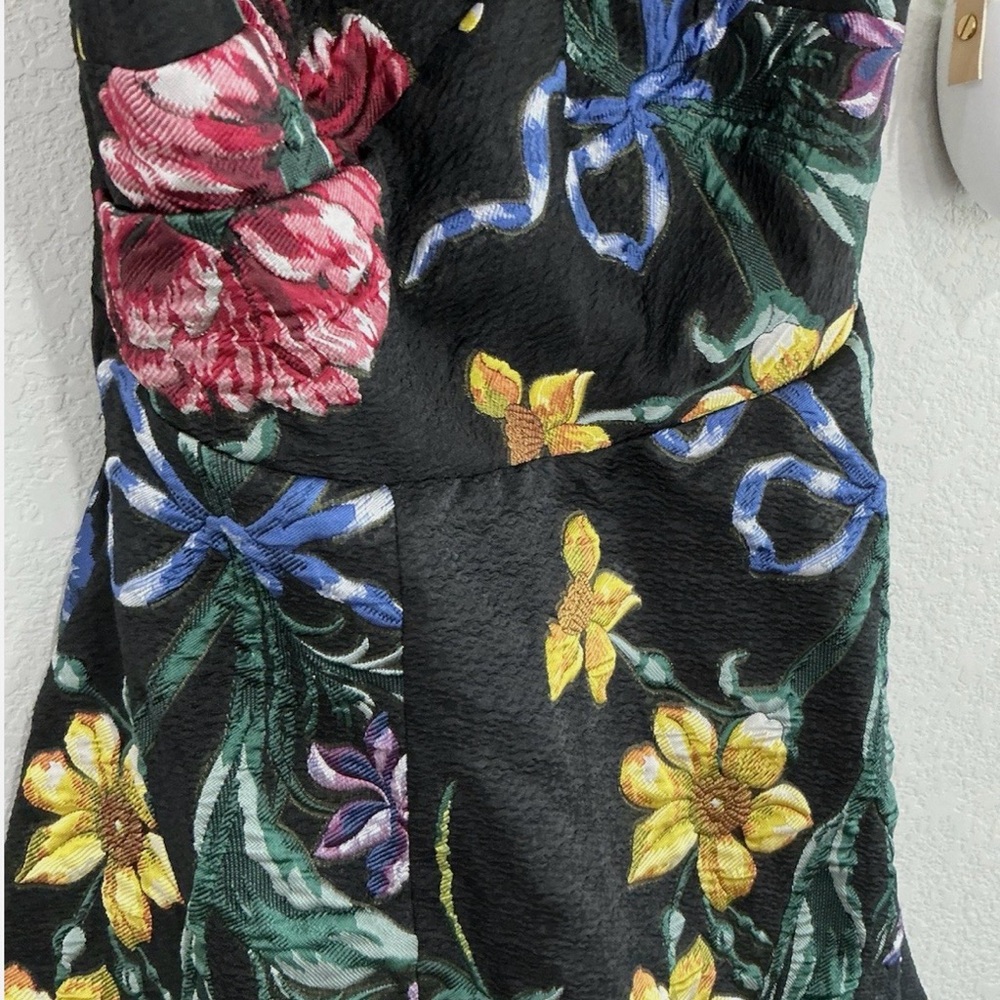 Marchesa Notte Dress Women's 6 Black Floral Sleeveless Fit & Flare Gown - Picture 4 of 7